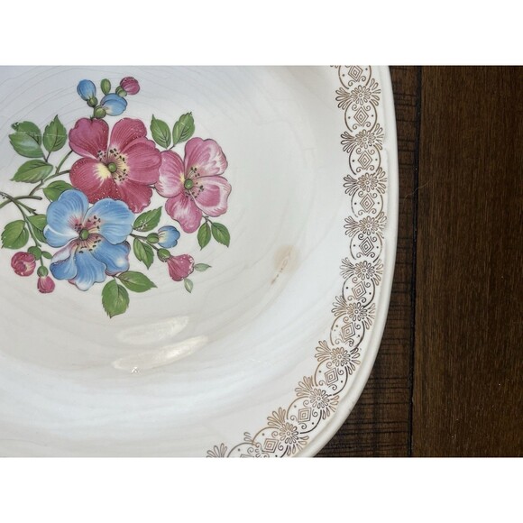 FRENCH SAXON CHINA UNION MADE U.S.A.~22 KT GOLD 2 SERVING PLATTERS AND BOWL VTG - Picture 5 of 16